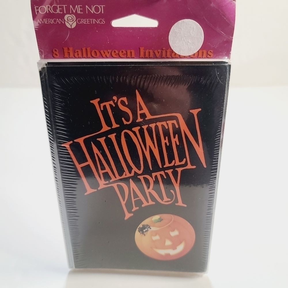 NWT Deadstock Vintage Halloween Party Invitations Forget ME Not Pumpkin